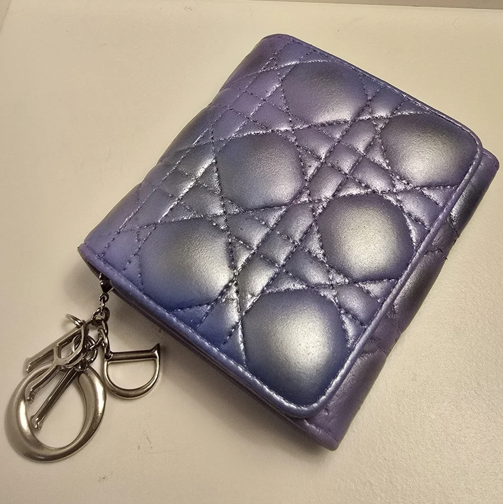 Rare Dior X Bunny Starling Colab Metallic Purple AURA Quilted Canaige Wallet